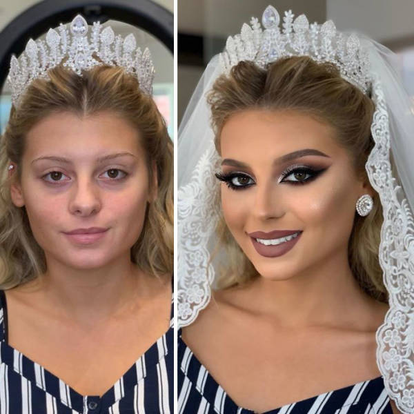 before and after wedding makeup