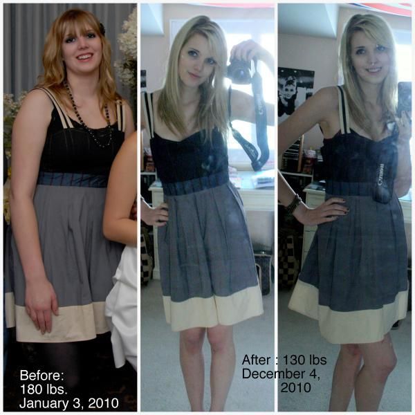 lose 3 dress sizes - Before 180 lbs. After 130 lbs