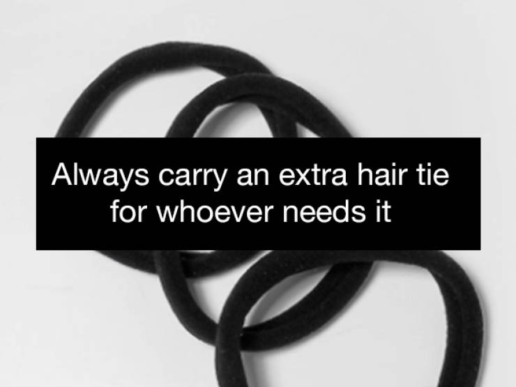 hair extensions before and after - Always carry an extra hair tie for whoever needs it