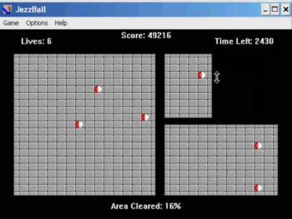 jazz ball computer game - JezzBall Game Options Help Score 49216 Lives 6 Time Left 2430 Area Cleared 16%