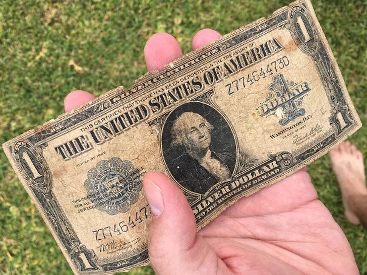 A very old but well preserved US one  dollar bill.