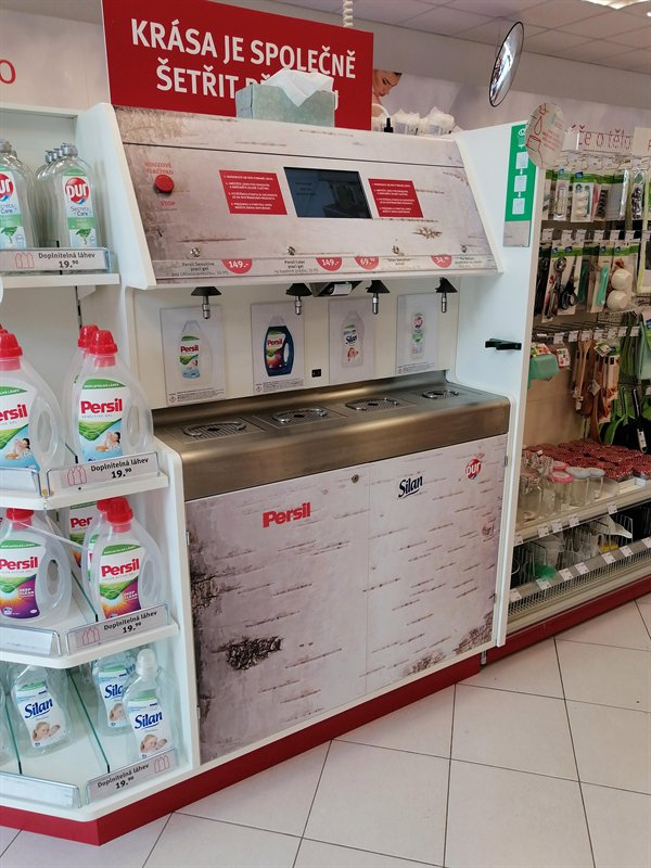 “Refillable detergent in Prague, Czech.”