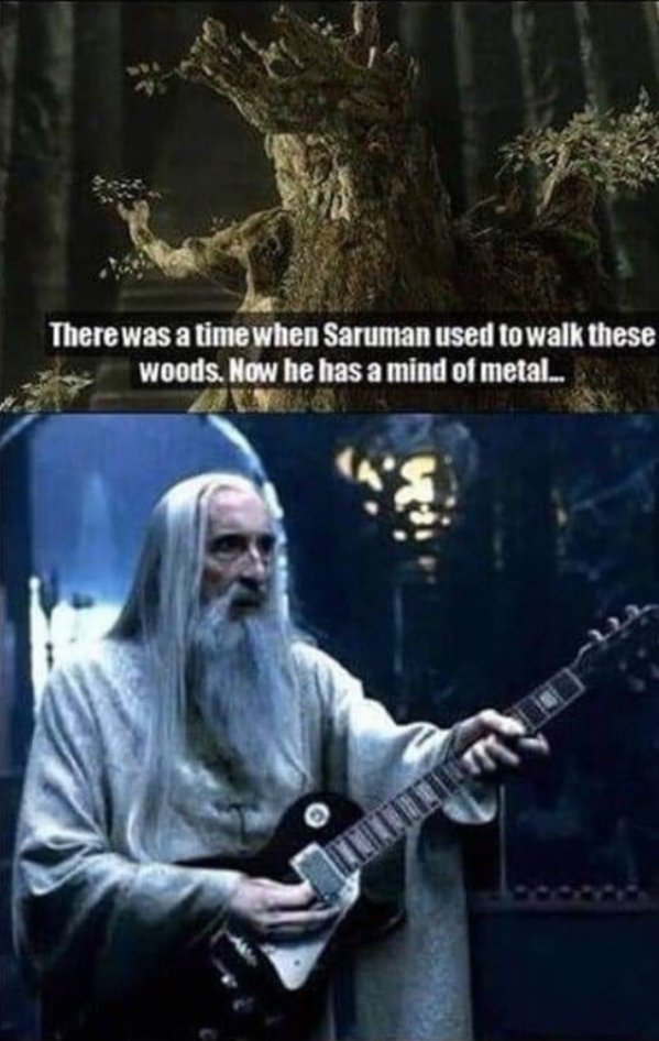 christopher lee guitar - There was a time when Saruman used to walk these woods. Now he has a mind of metal... Gilette