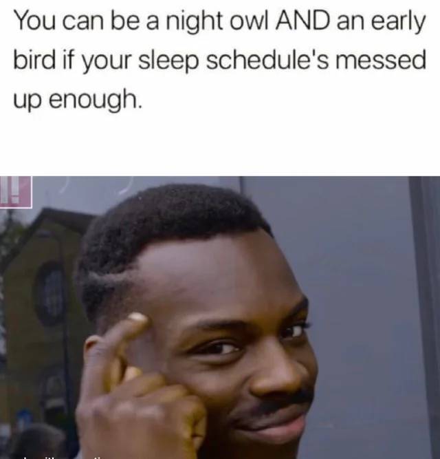 meme smart black guy - You can be a night owl And an early bird if your sleep schedule's messed up enough