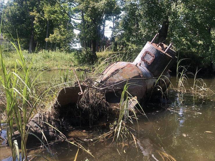 sunken submarine in a swamp