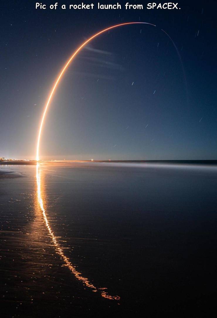 long exposure photograph of the recent spacex starlink launch - Pic of a rocket launch from Spacex.