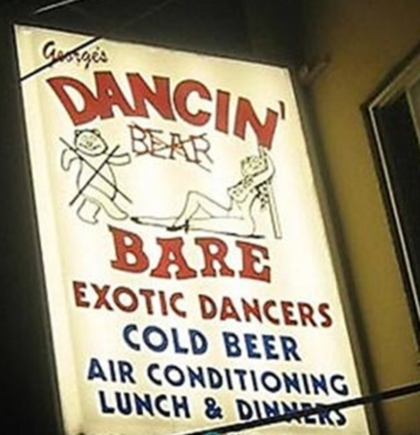 signage - Dancin Bare Exotic Dancers Cold Beer Air Conditioning Lunch & Dihasis