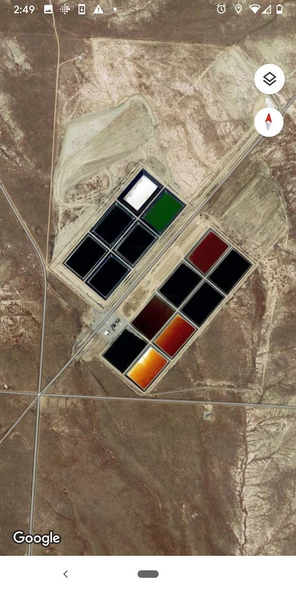 "Near Agate, Utah. My dad and I came across this on Google Maps today but no search on Google gave me an answer"A: "These have to be evaporation ponds near some sort of mineral mine."

 
10What Is This Thing?