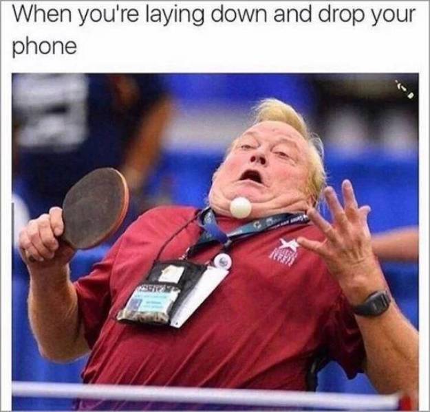 monday hits you meme - When you're laying down and drop your phone