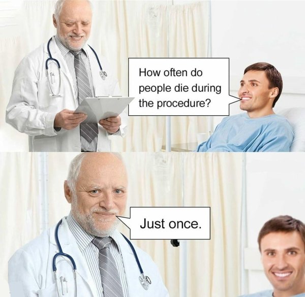 senior citizen - How often do people die during the procedure? Just once.