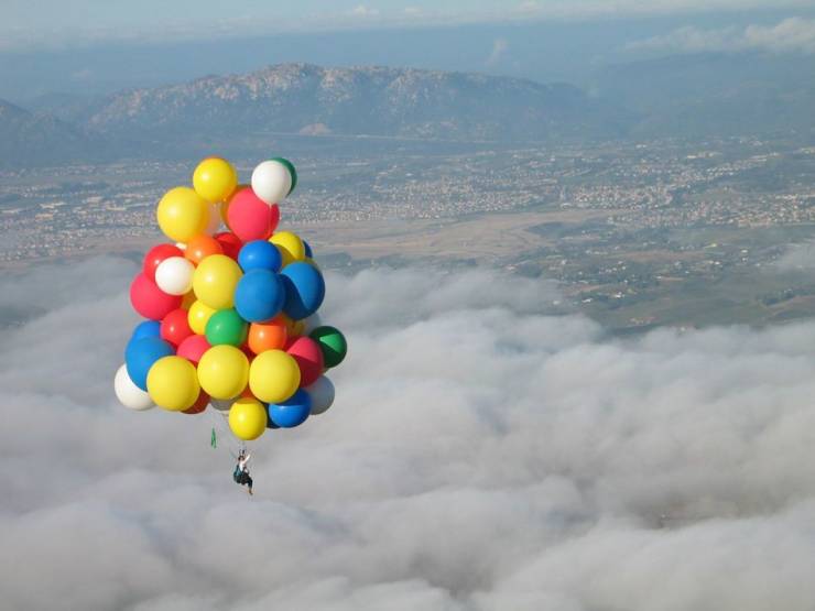 balloon above the clouds