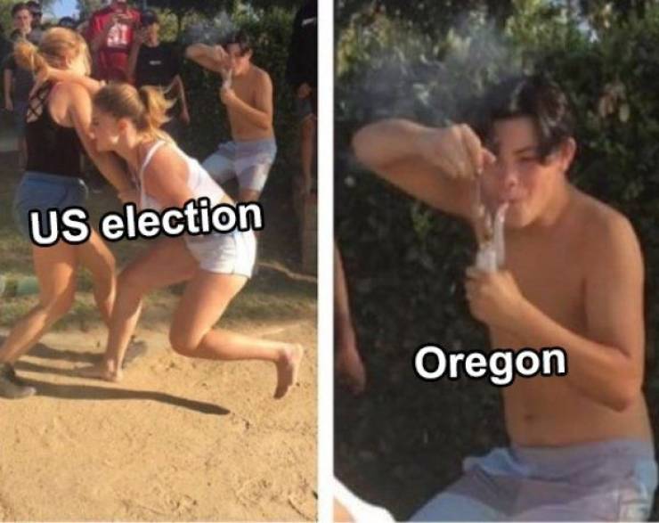 people fighting meme - Us election Oregon