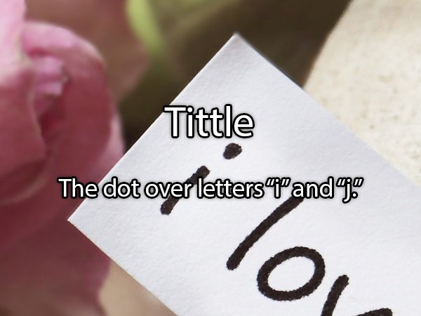 label - Tittle The dot over letterstand so % Pi