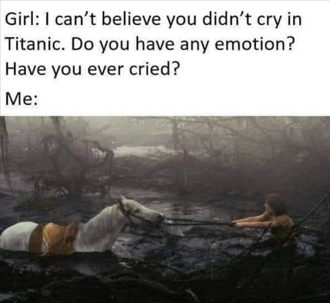 2020 neverending story meme - Girl I can't believe you didn't cry in Titanic. Do you have any emotion? Have you ever cried? Me