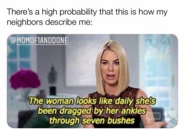 caroline stanbury quotes - There's a high probability that this is how my neighbors describe me The woman looks daily she's been dragged by her ankles through seven bushes Vo