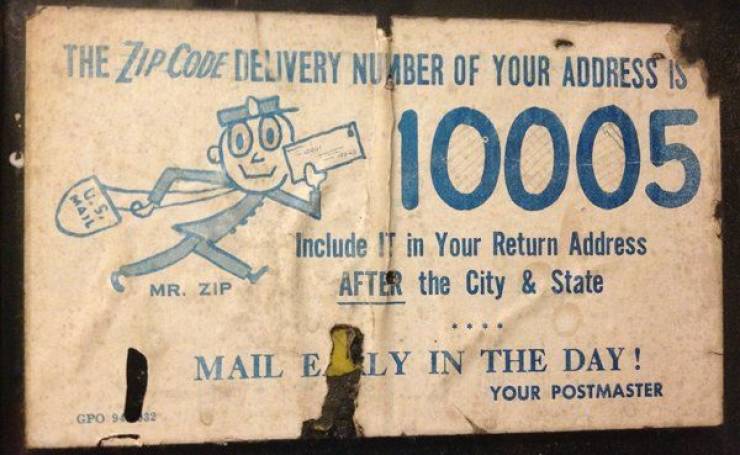 zip codes 1960s - The Zip Code Deuvery Number Of Your Address Is 10005 Mail 0.5 Include It in Your Return Address After the City & State Mr. Zip Mail E Ly In The Day! Your Postmaster Gpo
