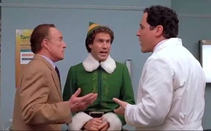 WILL FERRELL FINALLY GOT JAMES CAAN TO LAUGH DURING THE BLOOD TEST SCENE. IF YOU LOOK CLOSELY YOU’LL SEE HIM TURN AWAY FROM THE CAMERA TO SAVE THE TAKE.