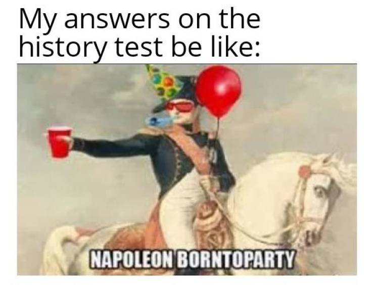 napoleon humour - My answers on the history test be Napoleon Borntoparty