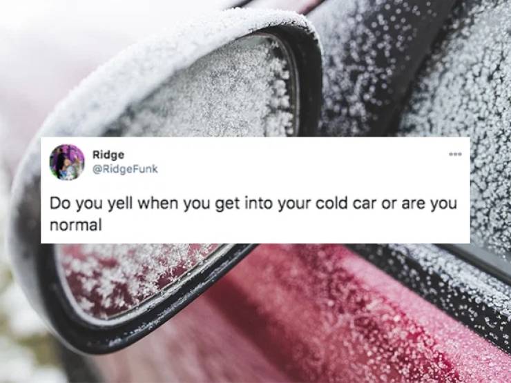 Car - Ridge Funk Do you yell when you get into your cold car or are you normal