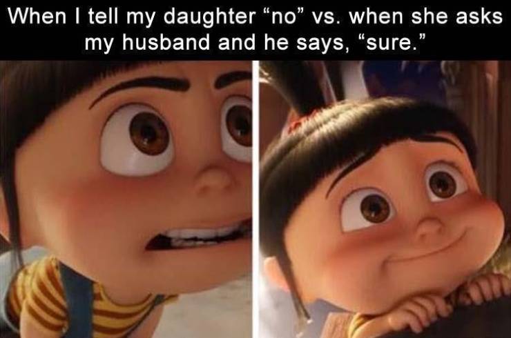 cute girl cartoon characters disney - When I tell my daughter no vs. when she asks my husband and he says, sure."