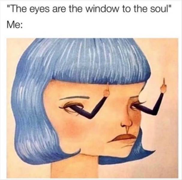 eyes are the windows to the soul funny - "The eyes are the window to the soul" Me