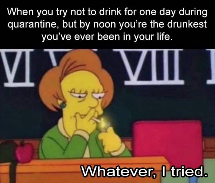 whatever i tried gif - When you try not to drink for one day during quarantine, but by noon you're the drunkest you've ever been in your life. V Viii Vii Whatever, I tried.