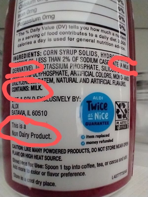 label - Potassium Omg The % Daily Value Dv tells you how much a nuren calories a day is used for general nutrition adiice Ingredients Corn Syrup Solids, Hydro 'Ess Than 2% Of Sodium Case Ate A Milk Derivative. 1. Otassium Phosphate, Silicu.. Tulyphosphate
