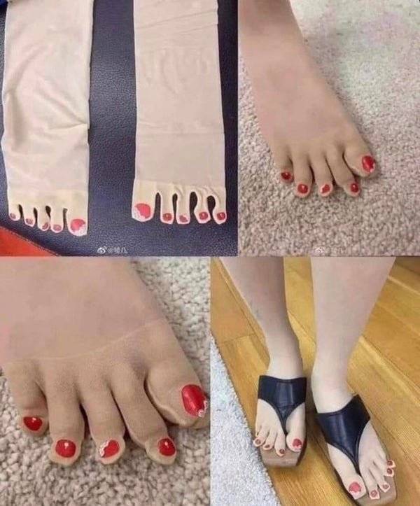 painted toenail tights