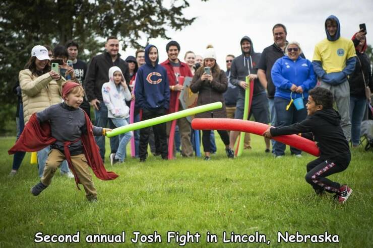 fun randoms - funny photos - pool noodle josh - 69 Second annual Josh Fight in Lincoln, Nebraska