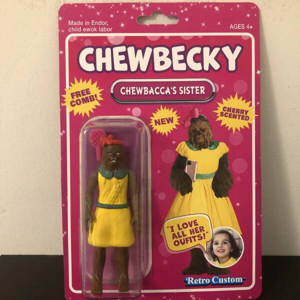daily dose of randoms - chewbecky doll - Made in Endor, child ewok labor Chewbecky Free Comb! Chewbacca'S Sister New Ages 4 "I Love All Her Oufits!" Cherry Scented Retro Custom