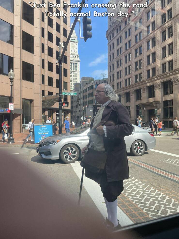 daily dose of randoms - custom house tower - "Just Ben Franklin crossing the road. Totally normal Boston day." No Floo O Spook Ban Just Ugr www. 32