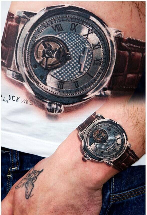random cool pics - 3 d tattoo wrist watch