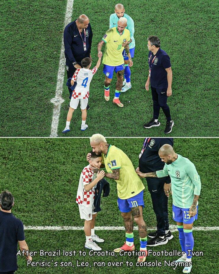 cool random photos - Ivan Perišić - 1991 Leo 4 17 3 After Brazil lost to Croatia, Crotian Footballer Ivan Perisic's son, Leo, ran over to console Neymar