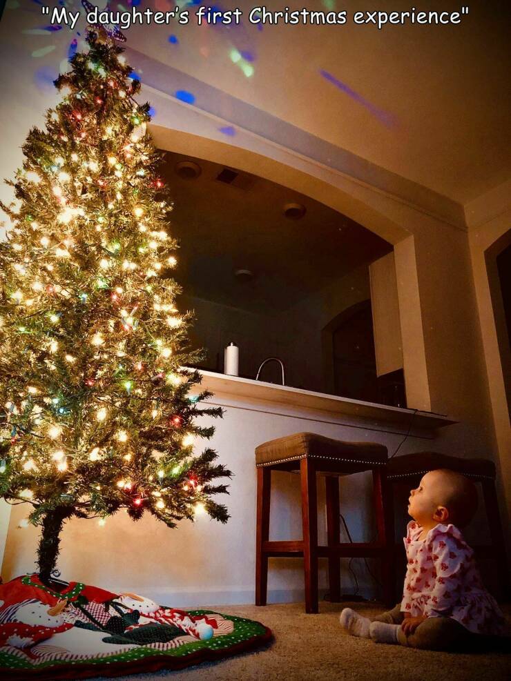 cool random pics - christmas tree - "My daughter's first Christmas experience"