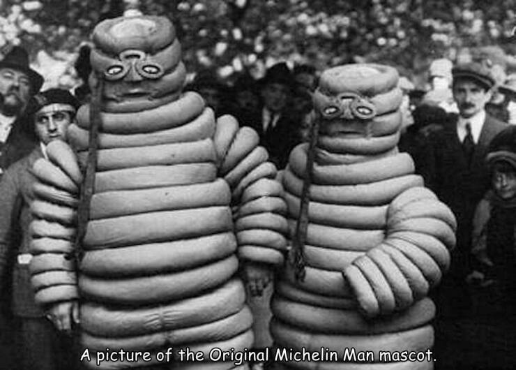 cool random photos - monochrome photography - 576 A picture of the Original Michelin Man mascot.