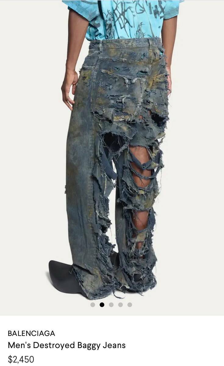 cool random photos - Design - Balenciaga Men's Destroyed Baggy Jeans $2,450