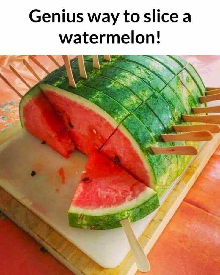 cool pics - Food - Genius way to slice a watermelon!