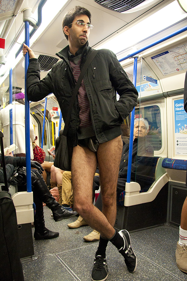 no pants subway ride in New York City subway - boner without pants.