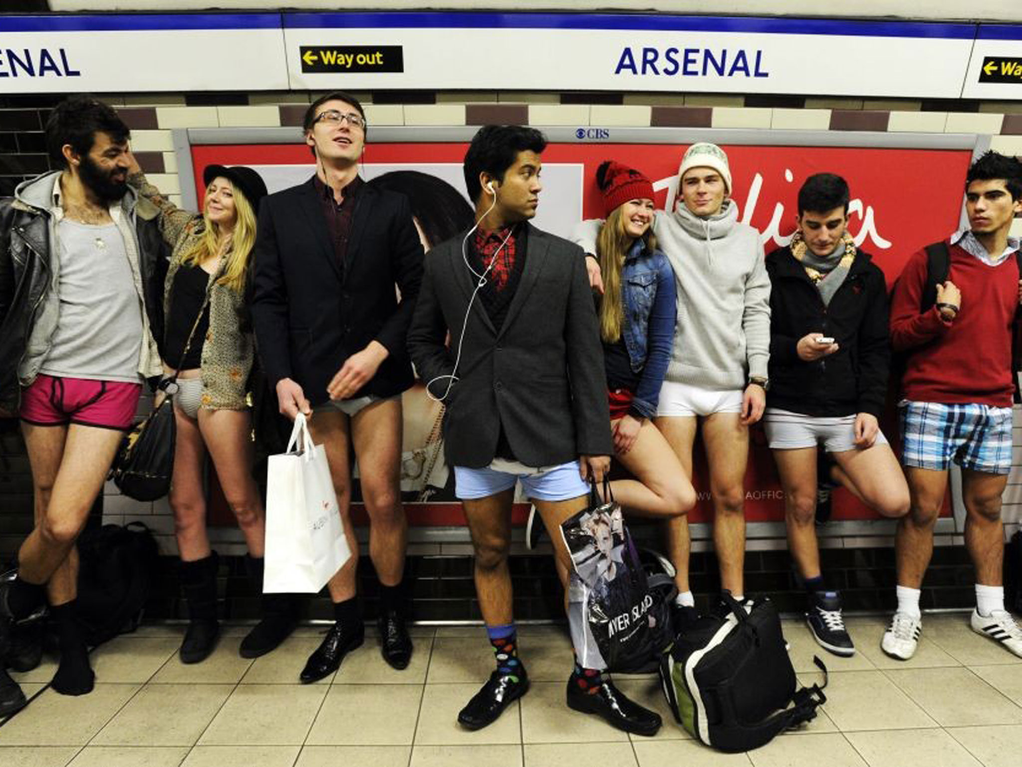 no pants subway ride in New York City subway - no pants dream - Enal Way out Arsenal Ewa 16800