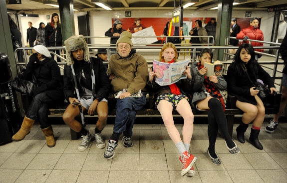 no pants subway ride in New York City subway - social group