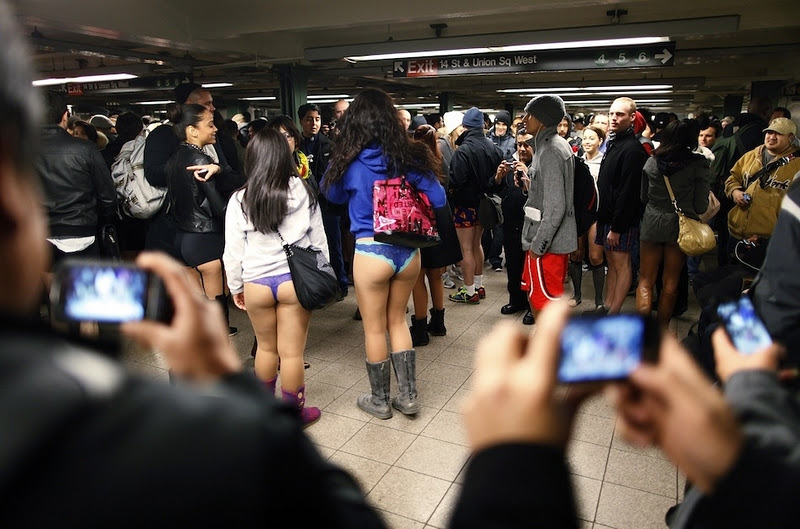 no pants subway ride in New York City subway - pants subway ride 2012 - 14 Si & Union Sq West