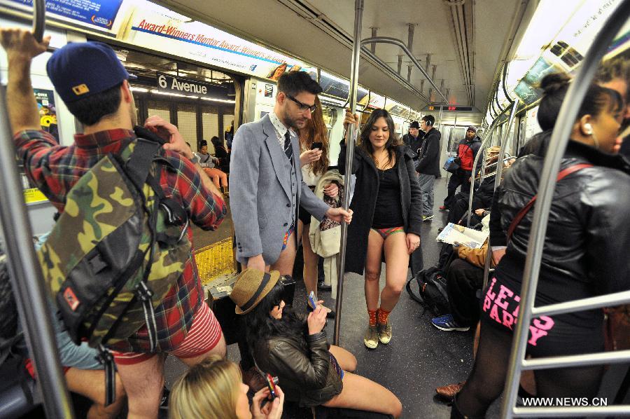 no pants subway ride in New York City subway - passenger