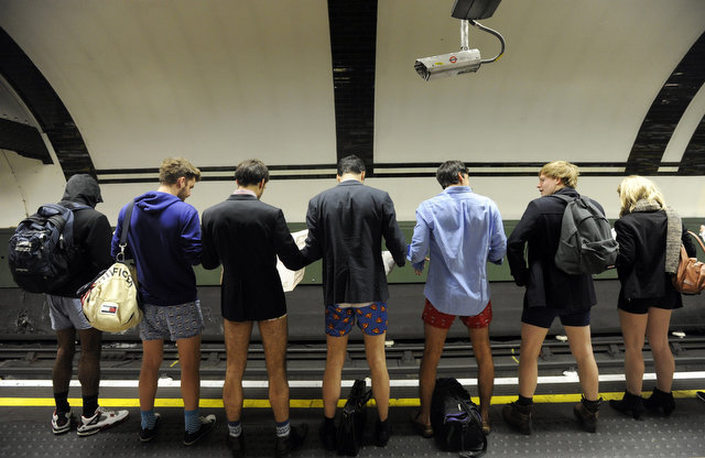 no pants subway ride in New York City subway -