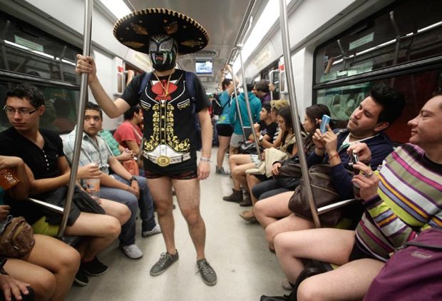no pants subway ride in New York City subway - mexico subway