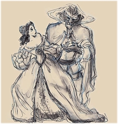 Belle and Beast from "Beauty and the Beast", 1991