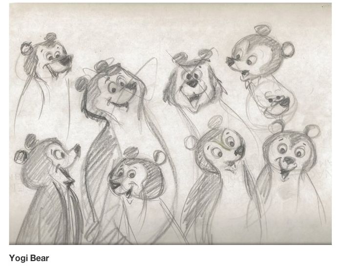 early sketches of famous cartoon characters - Yogi Bear