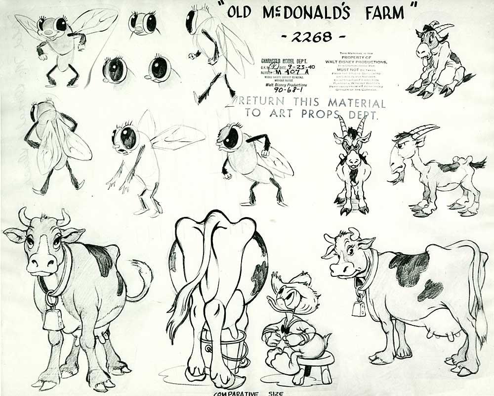 disney animal model sheets - K Old Madonalds Farm 2268 Property Of Walt Disney Productions Character Model Dept. Okoonte 92340 Med M407 A V Must Not war 900 Confection Mreturn This Material To Art Props. Dept. Comparatiye Size