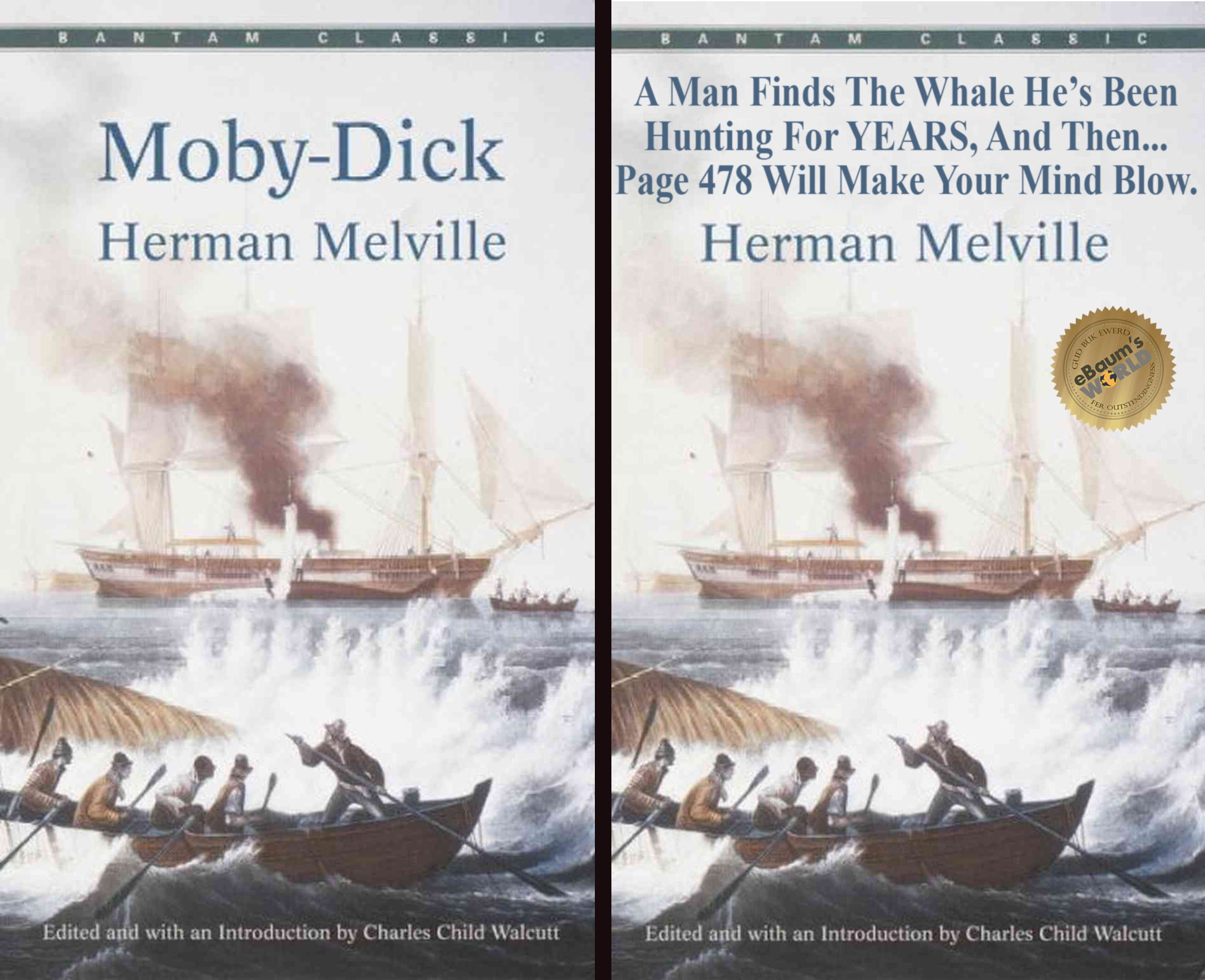 Bantam Claedic Anta Mclablc MobyDick Herman Melville A Man Finds The Whale He's Been Hunting For Years, And Then... Page 478 Will Make Your Mind Blow. Herman Melville Edited and with an Introduction by Charles Child Waleutt Edited and with an introduction