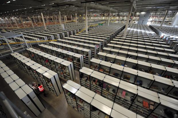 Amazon has 21 fulfillment centers like this one all over the world. When put together they equal 9 million square feet of warehouse space!