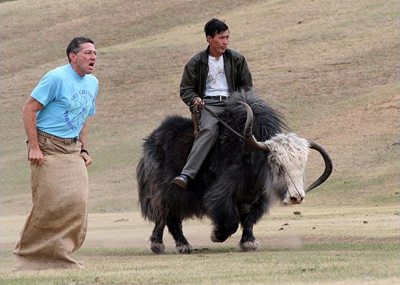 Sack Racing, fastest mile, 16 minutes 41 seconds, Baruun Salaa, Mongolia, May 2007